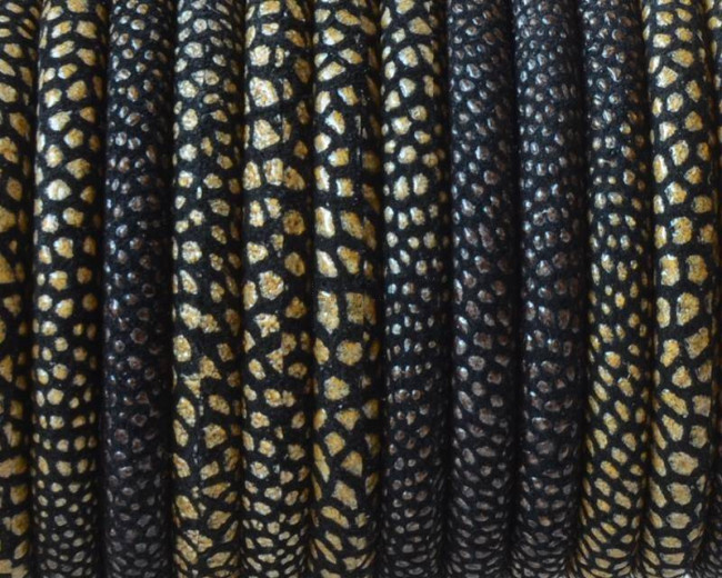 Round Leather cord. 5mm. Stingray-brown. Inn.1mm. Best Quality.