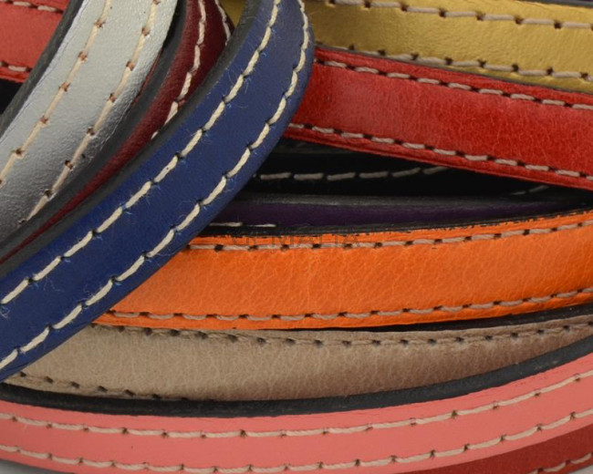 Flat Stitched leather cord. 10x2mm. MIX. Best Quality.