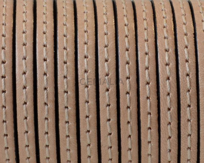 Flat Stitched leather cord. 3x1.5mm. Natural. Best Quality.
