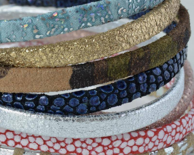 Flat Leather cord. 5x1.5mm. MIX. Best Quality. 20cm strand