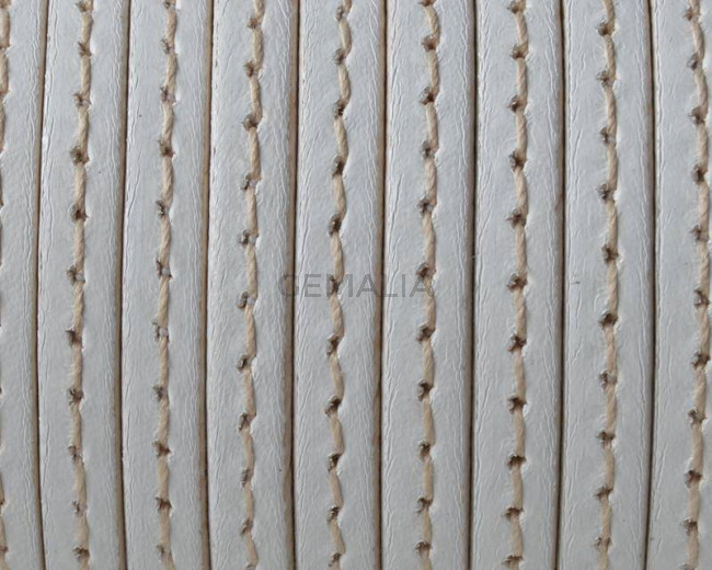 Flat Stitched leather cord. 5x1.5cm. White. Best Quality