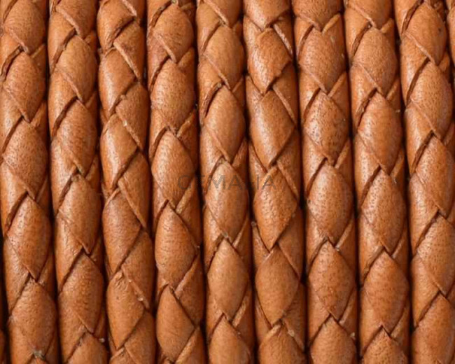 Bolo Braided Round leather cord. 4mm. Light brown. Best Quality.