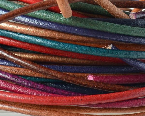 Round Leather cord 2mm. MIX.