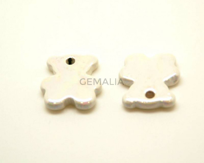 Ceramic. Bear. 27x24mm. White. Ir. Inn.3mm. approx.