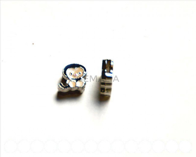 Metal. Pendant. Monkey. 12x12x4mm. black  Inn. 8x1.5mm.