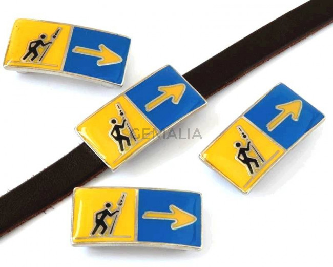 Zamak. Rectangle. 34x17mm. Yellow-blue. Inn.10x3mm.