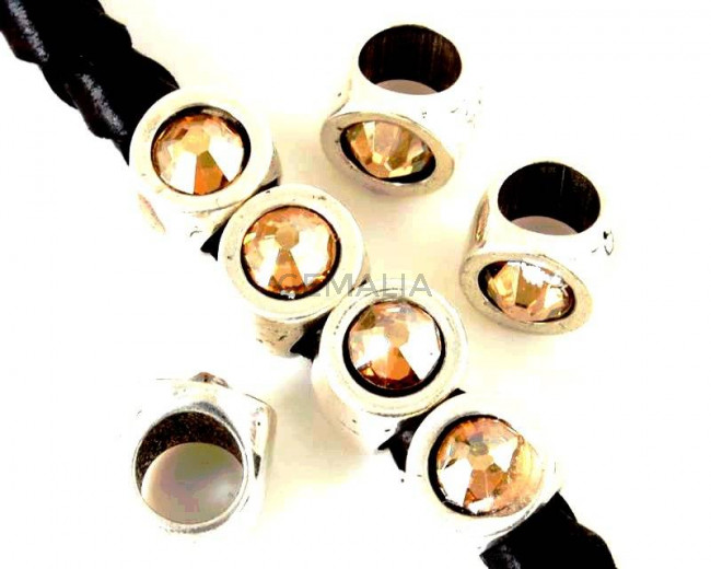 Zamak/Swarovski. Coin. 8mm. Silver-Golden Shadow. Inn.5mm.