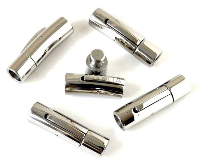 Stinless steel 316L. Clasp.Tube. 28x8mm.Silver color.Inn.5.2mm.approx.