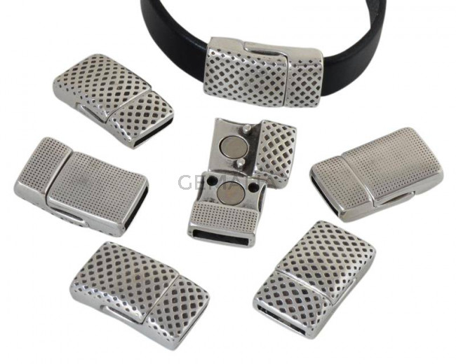 Zamak. Magnetic bend clasp. 23x13mm. Silver. Inn.10x2mm.