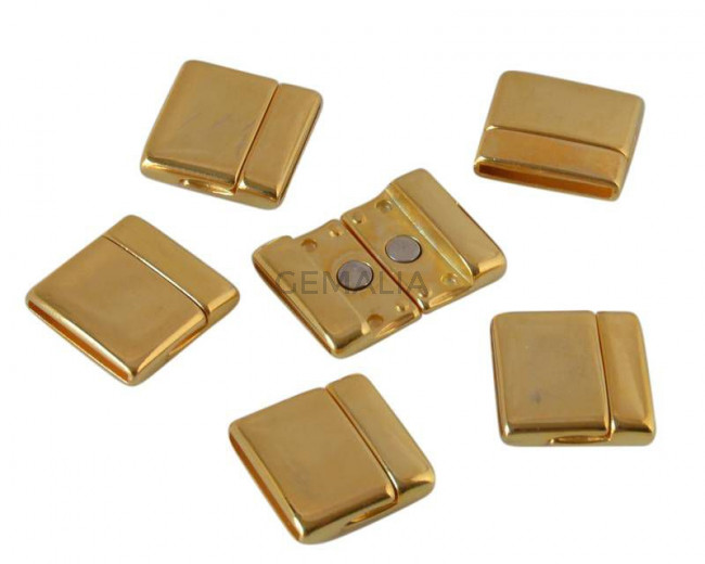 Zamak. Magnetic clasp. Flat. 22x23mm. Gold. Inn.20x2mm.