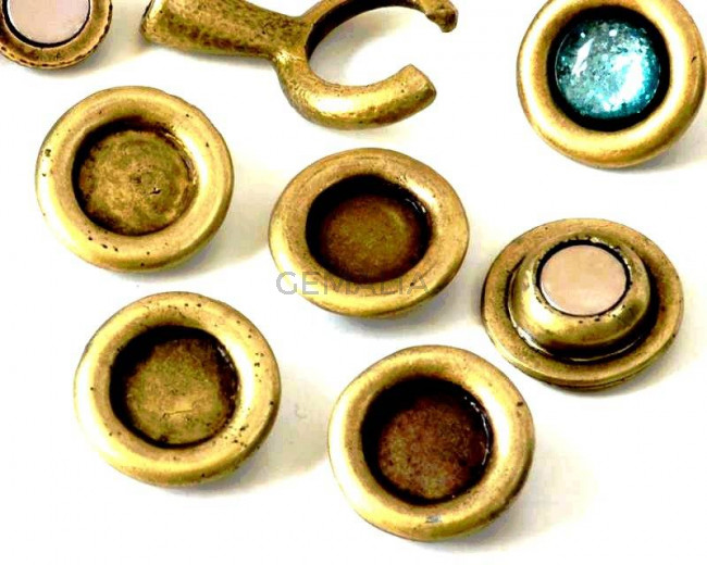 Zamak. Spare part.Coin.21mm.No stone.  Inn.stone 12mm. Antique copper.