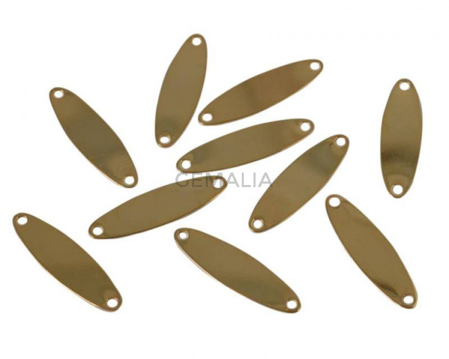 Brass. Connector. Oval. 16x6.5mm. Gold. Inn.1mm.