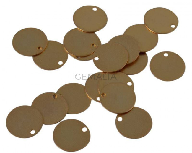 Brass. Pendant. Coin. 10x0.5mm. Gold. Matt. Inn.1mm.