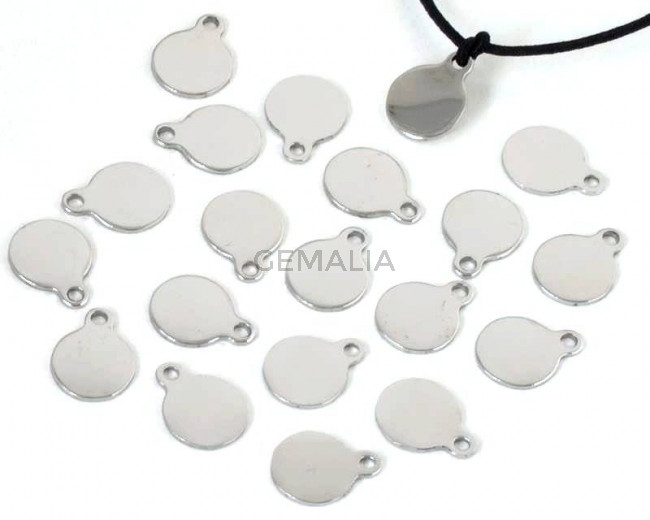Stainless steel 304. Pendant. Coin. 10x8x0.8mm. Silver. Inn.1.5mm.