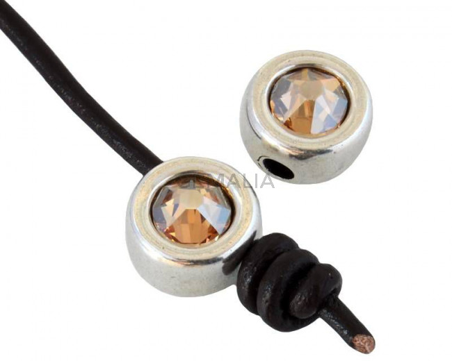 Zamak/SWAROVSKI slider. 12mm Coin. Silver-Golden Shadow. Inn.3mm 