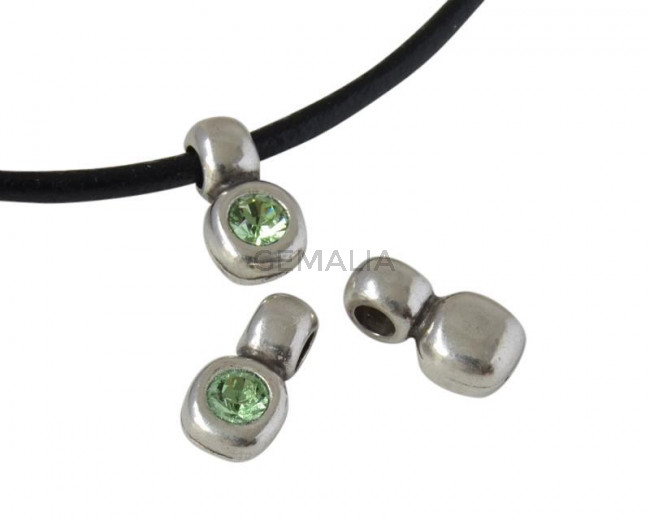 SWAROVSKI and Zamak pendant. 13x7mm. Silver-Peridot. Inn.3mm