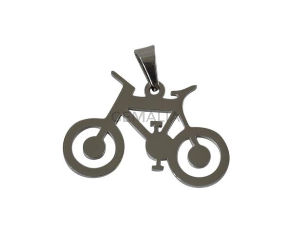 Stainless steel 304. Bicycle pendant. 27x17x15mm. Silver. Inn.3x6mm