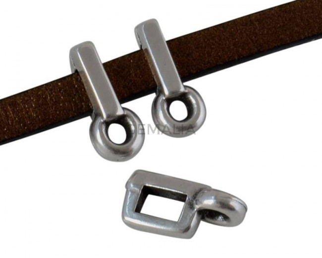 Zamak slider. Rectangule. 7.6x6mm. Silver. Inn.3x2mm