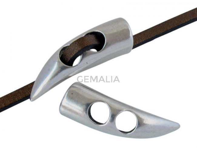 Zamak Horn botton. 30x9mm. Silver. Int.5mm