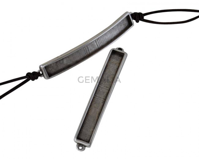 Zamak connector 53x7.8mm. For 5x2mm leather. Silver. Inn.1.2mm