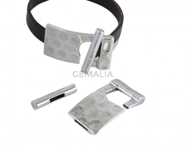 Zamak clasp. 42x22mm/28x5mm. Plateado. Inn.10x2mm