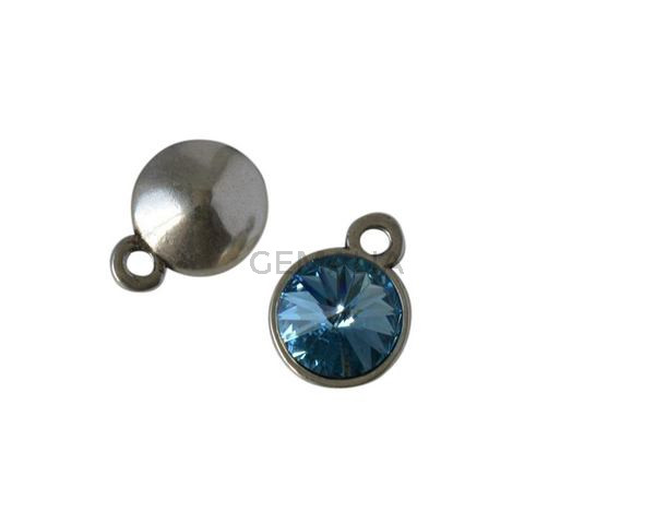 Swarovski and metal pendant 15mm. Silver-Aquamarine. Inn.2.5mm