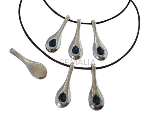 Swarovski and metal pendant Teardrop 40x13mm.Silver-Montana. Inn.2.2mm