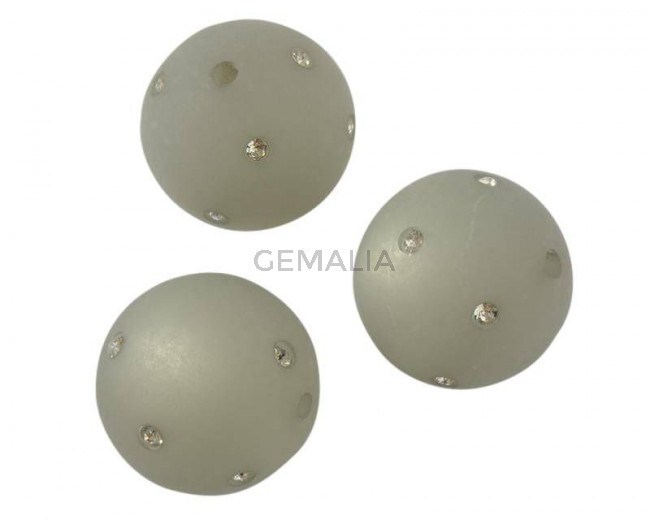 Resin/Swarovski. Round. 20mm. Grey-crystal. Inn.2mm. Best Quality.