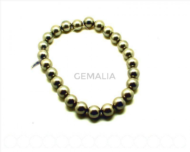 Shell pearl. Round 16mm. grey. 16-inch strand.