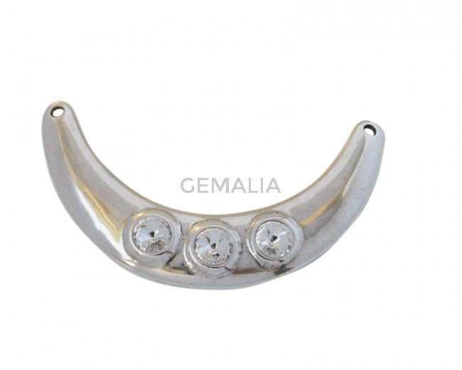 Zamak and SWAROVSKI necklace 3 rivoli. 125x70mm. Silver-Crystal. Inn.4mm