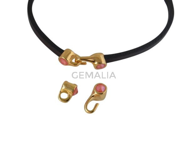 SWAROVSKI and metal clasp 11x4.5mm with end cap coin. Gold-Light Coral. Inn.3x2mm