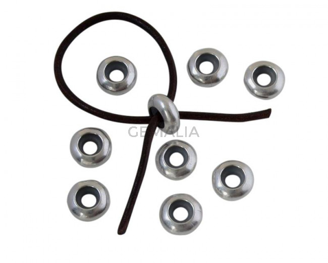 Metal bead Brass bead stopper 10x4.2mm. Silver. Inn.3mm