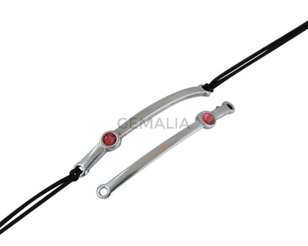 SWAROVSKI and metal connector. 43x5mm. Silver-Padparascha. Inn.1.5mm