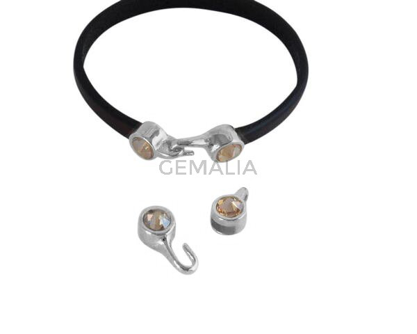 SWAROVSKI clasp with end cap. 2 pieces set 6x15mm-6x11mm. Silver-Golden Shadow. Inn.5x2mm