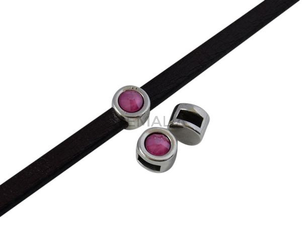 SWAROVSKI and Zamak Slider. 8mm coin. Silver-PeonyPin. Inn.5x2mm