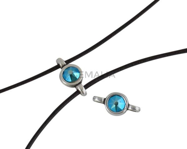 Swarovski and metal connector 10x5mm. Silver-Blue Zircon Shimmer.Inn.2m