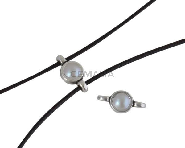 Swarovski and metal connector 10x5mm. Silver-Grey Light Pearl.Inn.2m