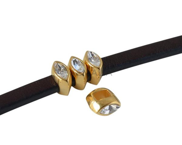 SWAROVSKI and metal slider navette 5.5x3mm.  Gold-Crystal. Int.3x2mm