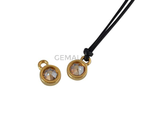 Swarovski and metal pendant coin 6.5x6.5mm. Gold-Golden Shadow. Inn1.8mm