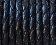 Bolo Braided Round Leather Cord. 5mm. Black.