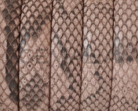Python skin Leather cord. Half Round. 10x5mm. Salmon color.