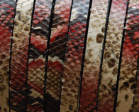 Imitation Snake skin. Flat. 10x2.5mm. Red.