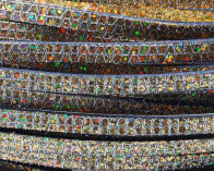 Flat Leather cord. 6x2mm. Gold glitter. Best Quality.