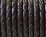 Bolo Braided Round Leather Cord. 5mm. Dark brown.