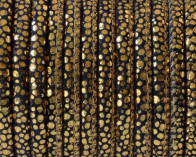 Round Stitched leather cord. 4.5mm. Navy blue-gold. Best Quality.