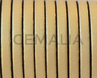 Flat Leather cord. 5x1.5mm. Metal gold-black2. Best Quality.