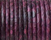 Python skin Leather cord. Round. 4mm. Hole. Lilac. Inn.0.8mm.approx. Best Quality.