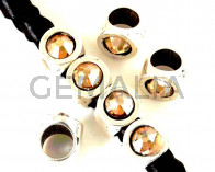 Zamak/Swarovski. Coin. 8mm. Silver-Golden Shadow. Inn.5mm.
