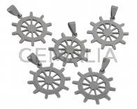 Stainless steel 304. Pendant. Wheel and anchor. 27mm.Silver.Inn.3x5mm.