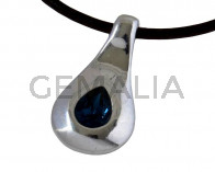 Zamak/SWAROVSKI Pendant .Teardrop. 27x14mm. Silver-Montana. Int.2.2mm